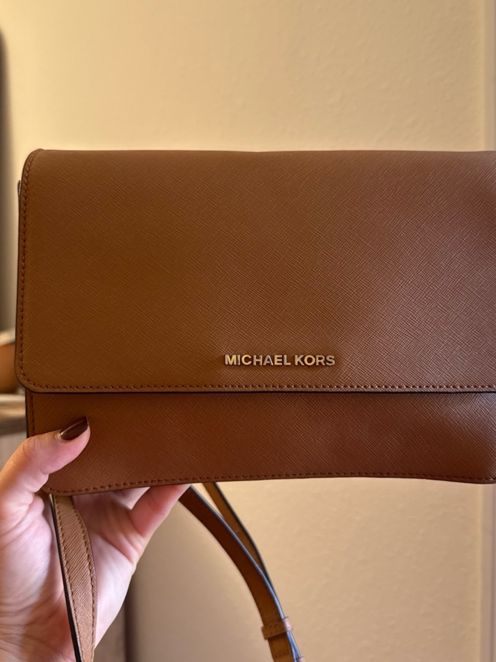 Michael Kors Cognac Saffiano Leather Crossbody Bag